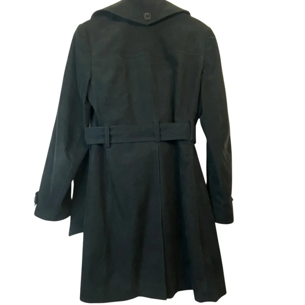 Theory Corduroy Black  Double-Breasted Billion Connection Trench Coat SZ PS - Picture 3 of 10